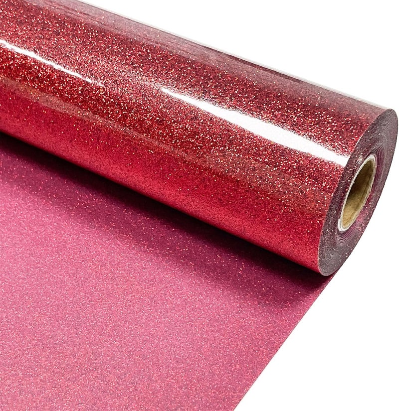 MerryMade Red Glitter Heat Transfer Vinyl 12" x 15 ft HTV for Shirts, Glitter HTV for All Cutter Machine - Easy to Cut & Weed for Heat Vinyl Design (Red) - Image 1